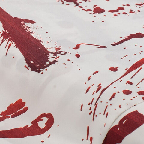 Deko-Satin "Bluthände", weiß/rot