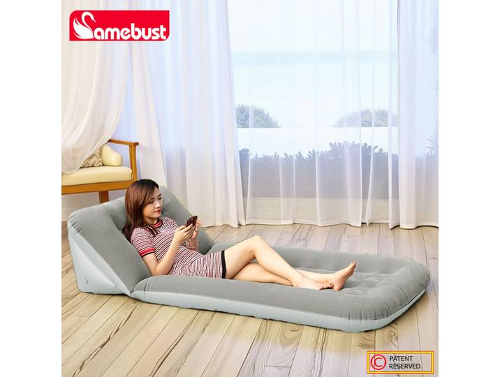 Matelas pneumatique pliable CAMEBUST pour intérieur, matelas gonflable réglable pour canapé-lit, usage domestique et extérieur, marron/gris