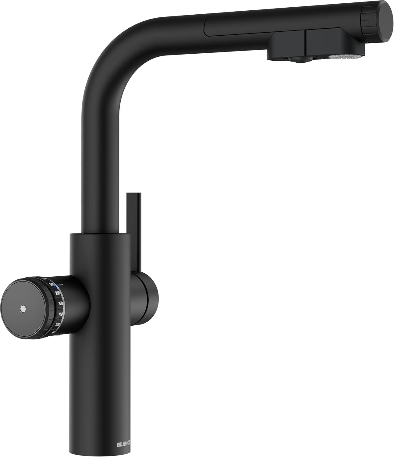 Blanco Küchenarmatur mit Filterfunktion und Kochend heißes Wasser Wasserhahn mit Sprudel CHOICE ICONA-L schwarz matt 527