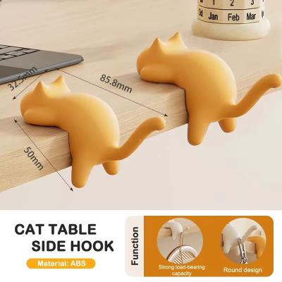 Inspired Finds Cat Shaped Desk Side Backpack Hook No Punch Strong Load Bearing Foldable Hanger 1 Or 2pcs yellow 2pcs