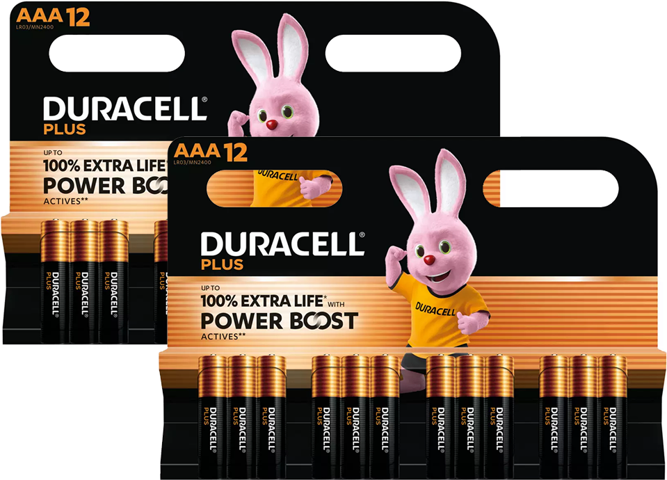 Duracell Plus AAA LR03 Batteries   24 Pack