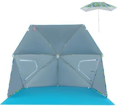 Costway UPF50+ Sun Protection Beach Umbrella Tent with Portable Carrying Bag-Blue
