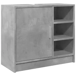 Helloshop26 - Moderner Waschtischunterschrank mit Stauraum 63 x 29 x 55 cm glatte Oberfläche in Betongrau Holzwerkstoff 02_0049550