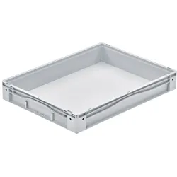 PROREGAL Euro-Norm Großbehälter | HxBxT 12x60x80cm | 49 Liter | Glatter Boden | Grau  | Eurobehälter, Transportbox, Transportbehälter, Stapelbehälter