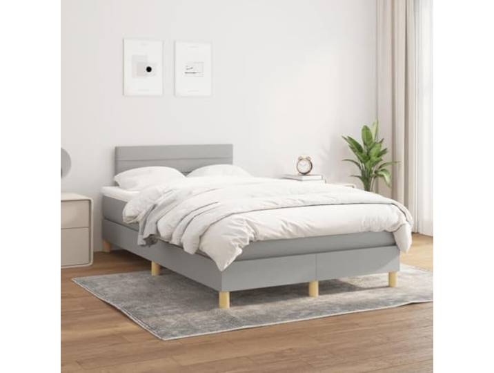 KTHLBRH Bettgestell weiß Metall 100 x 190 cm mit Kopfteil Lattenrost aus Stahl, Lattenrost inklusive, Bodenabstand 26 cm, einfache Montage