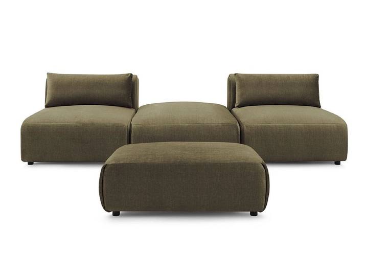 3er Sofa mit Hocker BOBOCHIC JEANNE Samt grün