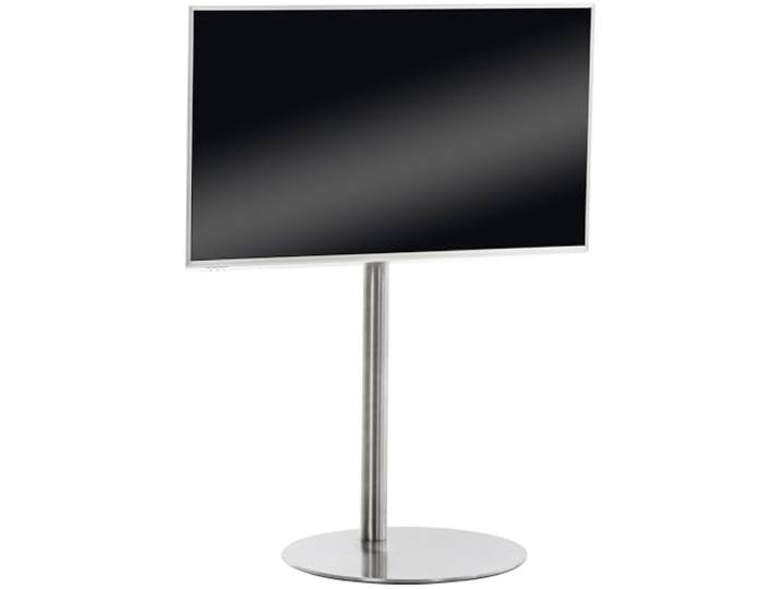 CLP TV Ständer für 55-57 Zoll VESA 100x100 bis 600x400, Stabiler universal Standfuß, Fernseher belastbar bis 40KG, Farbe:Edelstahl, Form:rund