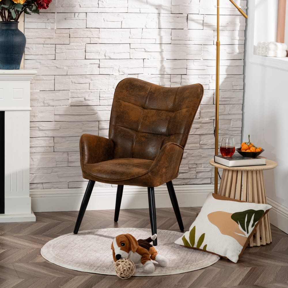 Meubles Cosy Fauteuil scandinave avec revêtement microfibre marron Marron 62x90x50cm