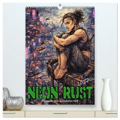 Neon Rust, Fragmente einer dystopischen Welt (hochwertiger Premium Wandkalender 2027 DIN A2 hoch), Kunstdruck in Hochglanz