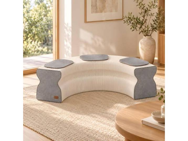 DKPLOE Akkordeon Hocker Klappbar Kraftpapier Ausziehbare Bank Mit Kissen Innovative Wabenstruktur Flexible Formanpassung Und Platzsparendes Design für Wohnzimmer Schlafzimmer Büro Und Gäste