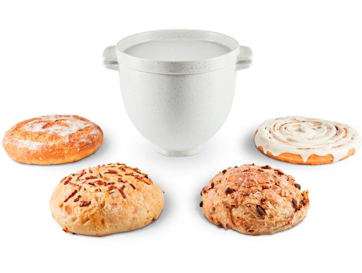 KITCHENAID Schüssel 5KSM2CB5BGS , grau (hellgrau, weiß), B/H/L: 22,6cm x 19cm, Schüsseln, mit Backdeckel, Schüssel