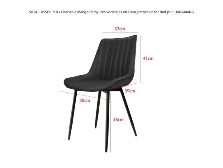 Lot de 8 chaises à manger en tissu à rayures verticales - DINGXIANG