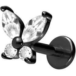 Titan Labret mit Innengewinde KRISTALLSCHMETTERLING