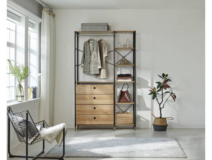 Regal-Set, Akazie, 127,5×210 cm, Offene Fächer, Massivholz, Natürlich