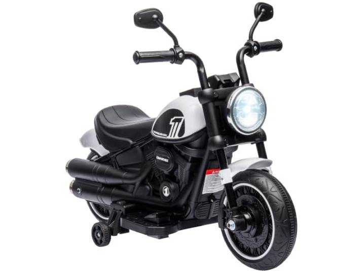 HOMCOM Elektro Kindermotorrad mit Scheinwerfer für Kinder 1,5-3 Jahre Weiß