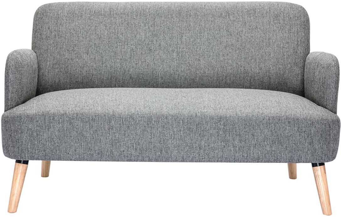 Miliboo Skandinavisches Sofa 2-Sitzer aus hellgrauem Stoff und hellem Holz ISKO