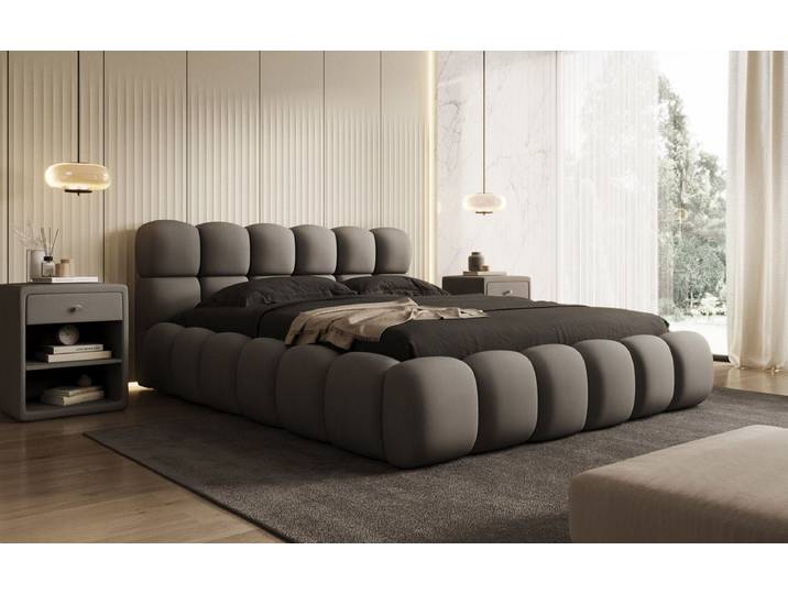 Designer Polsterbett Boston Stoff mit Stauraum - 140x200 - Anthrazit - Luxusbetten24