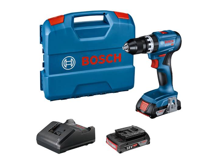 Bosch GSB 18V-45 Perceuse-visseuse à percussion sans fil (avec 2x 2\,0 Ah batterie + chargeur + coffret)