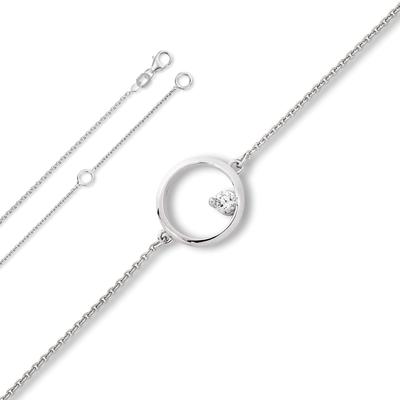 Silberkette ONE ELEMENT "Zirkonia Rund Halskette aus 925 Silber 45 cm", silber, Halsketten, Damen, Silber 925 (Sterlingsilber), Silberkette, Zartes Emblem – unaufdringlich und dennoch ausdrucksstark