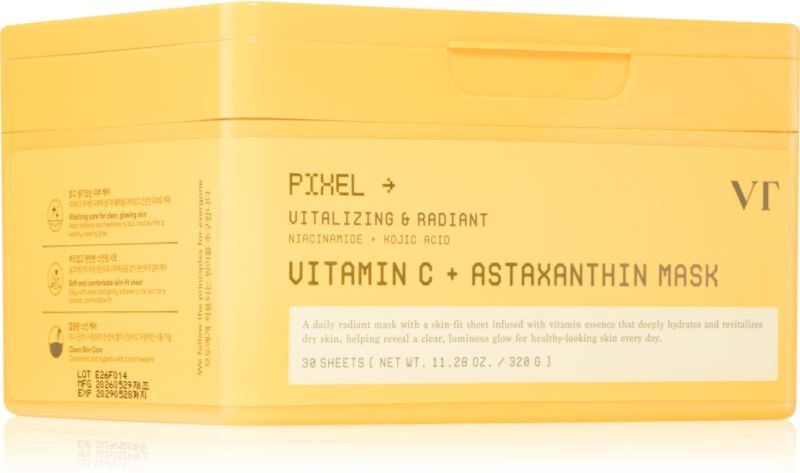 VT Cosmetics Vitamin C Astaxanthin Mask radiance moisturising mask to even out skin tone large pack 30 pc