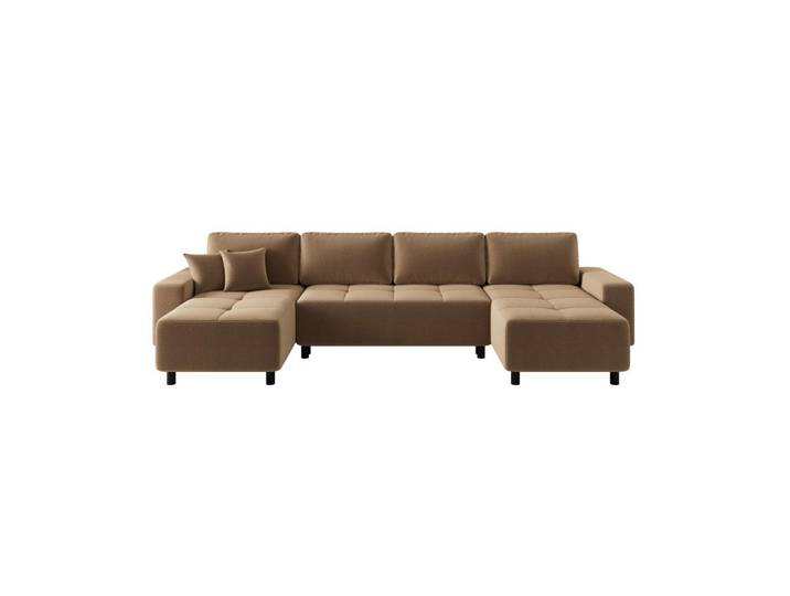 Carryhome Wohnlandschaft, Senfgelb, Kunststoff, 6-Sitzer, Füllung: Schaumstoff, U-Form, 318x144 cm, Liegefunktion, Rücken echt, Wohnzimmer, Sofas & Couches, Wohnlandschaften, Wohnlandschaft U-Form