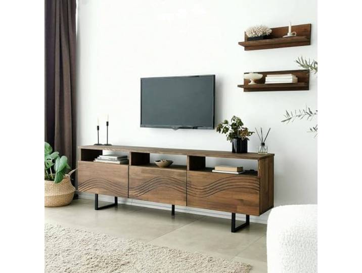 Dmora TV-Möbel Solanis 170x30x40 cm Braun 4 Regale 6 Fächer