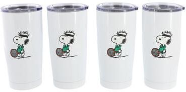 Peanuts Stay Chill Tennis 17-Ounce Thermal Tumbler with lid in White