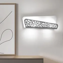 Wandleuchte Innen weiß Wandleuchte Wohnzimmer Wandlampe Treppenhaus, 2 flammig Dekomuster Stahl weiß, 2x G9 Fassungen, HxLxT 15x40x4 cm