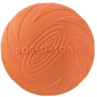Inspire Select Interactive Silicone Flying Saucer Dog Toy Chew Resistant Flying Disc For Puppy Training, Fetch & Outdoor Play orange l