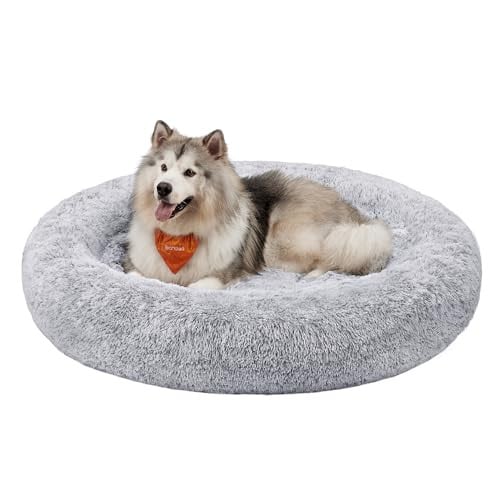 Feandrea Donzig Hondenbed en Kattenmand uit de BOBBEE Collectie, Hyacint grijs, Diameter: 140 cm