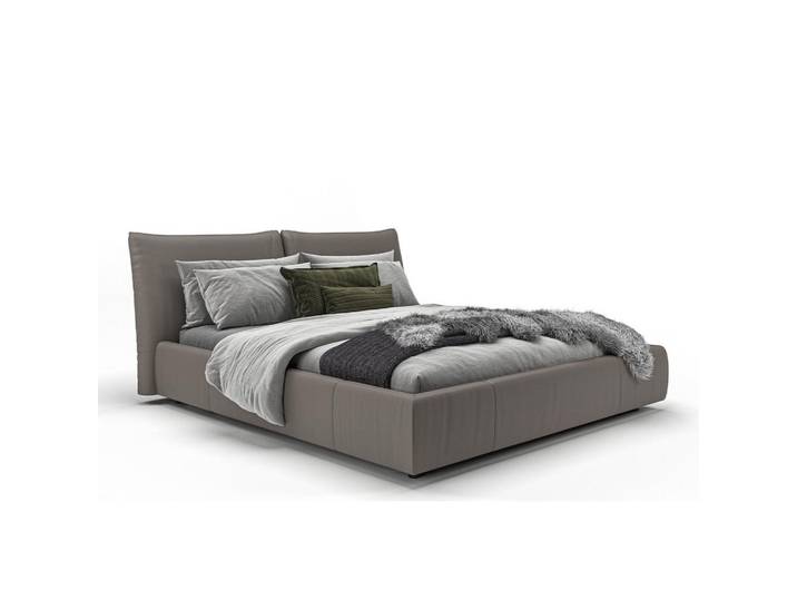 Kawola Polsterbett Henry Grau Leder, Echtholz, 160x200 cm, Schlafzimmer, Bett, Polsterbetten
