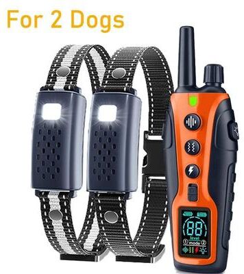 Uplifted Goods Long Range Electric Dog Training Collar With Waterproof Control orange Two Collars