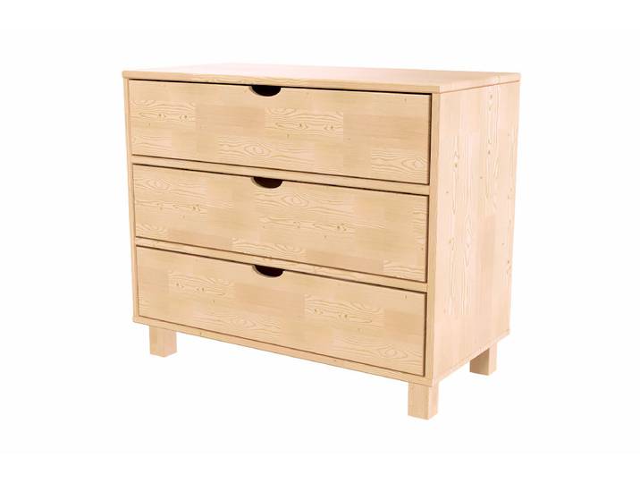 Commode bois 3 tiroirs Cube Vernis Naturel