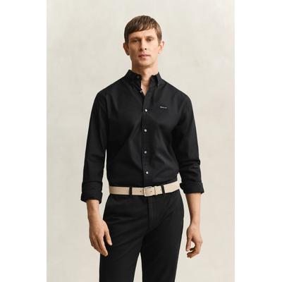 Langarmhemd GANT "REGULAR FIT PINPOINT OXFORD", Herren, Gr. XL, N-Gr, schwarz, Web, Obermaterial: 100% Baumwolle, regular fit normal, 2-Knopf-Manschette, Hemden, Businesshemd, Button-down-Kragen