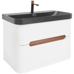 SAT Fusion Waschtisch mit Unterschrank und Armatur 77,5x53x45 cm weiß matt SATFUSION280WBKMBA