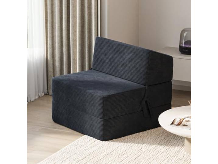 JUMMICO Schlafsofa Cord Faltbares Bodensofa mit Schlaffunktion,Black