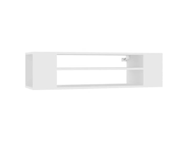 KUPTYERFG TV Hängeschrank Weiß 100x30x26,5 cm Wandschrank Lowboard Platzsparende Wandmontage für Wohnzimmer und Schlafzimmer mit zwei offenen Fächern für Receiver und Medien.