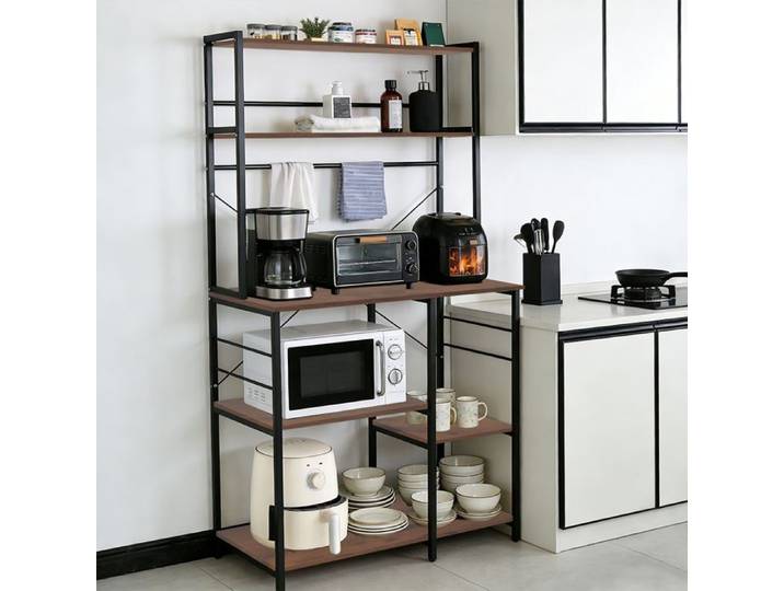 XJING Étagère de rangement de cuisine-5 niveaux-Étagère de rangement pour four à micro-ondes style industriel-40 x 90 x 168cm