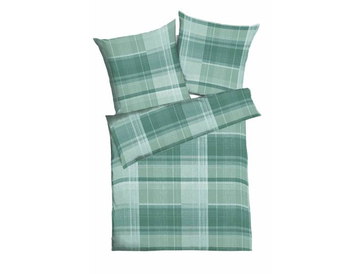 Bettwäsche KAEPPEL Tonight Paid , grün (lind), B/L: 155cm x 220cm, 1 Stk., 1 Stk., Interlock-Jersey, B/L: 80cm x 80cm, 2 Stk., Interlock-Jersey, Obermaterial: 100% Baumwolle, Bettwäsche, Bettwäsche