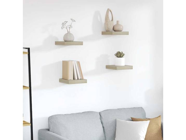 vidaXL Schwebende Wandregale 4 Stk. Eichefarben 23x23,5x3,8cm MDF