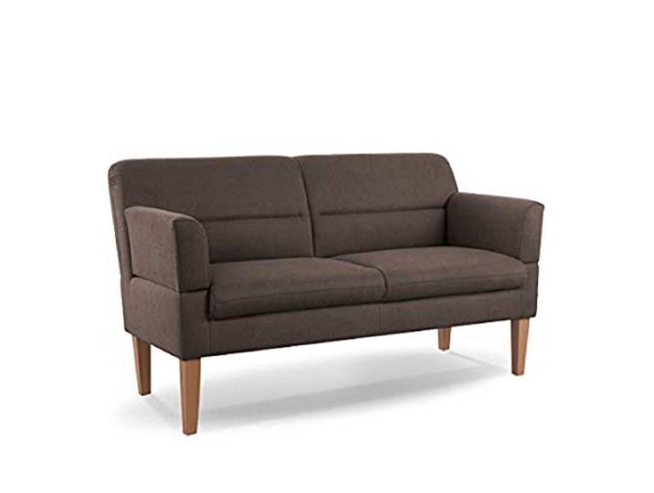 CAVADORE 2,5-Sitzer Küchensofa Kira / Sitzbank für Küche, Esszimmer oder Wohnküche inkl. Armteilverstellung / Leichte Fleckenentfernung dank Soft Clean / 168 x 94 x 81 / Flachgewebe: Braun