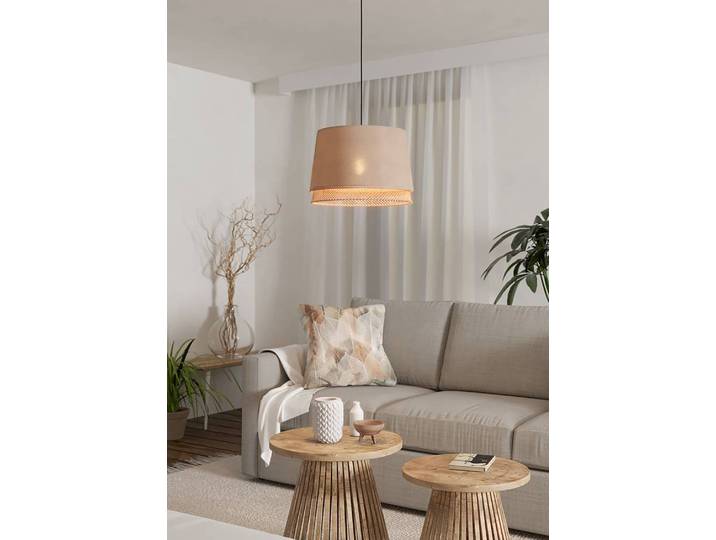 Lampe suspendue Tabley Ø 38cm Beige 1 Tissu mélangé E27