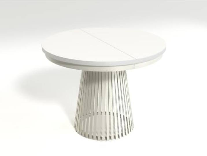 Masseno Ausziehbarer Tisch Travis Weiß, 100x100x76,6 cm, Rund Esszimmertisch für Personen, Modern Style Tisch für Wohnzimmer, Küche