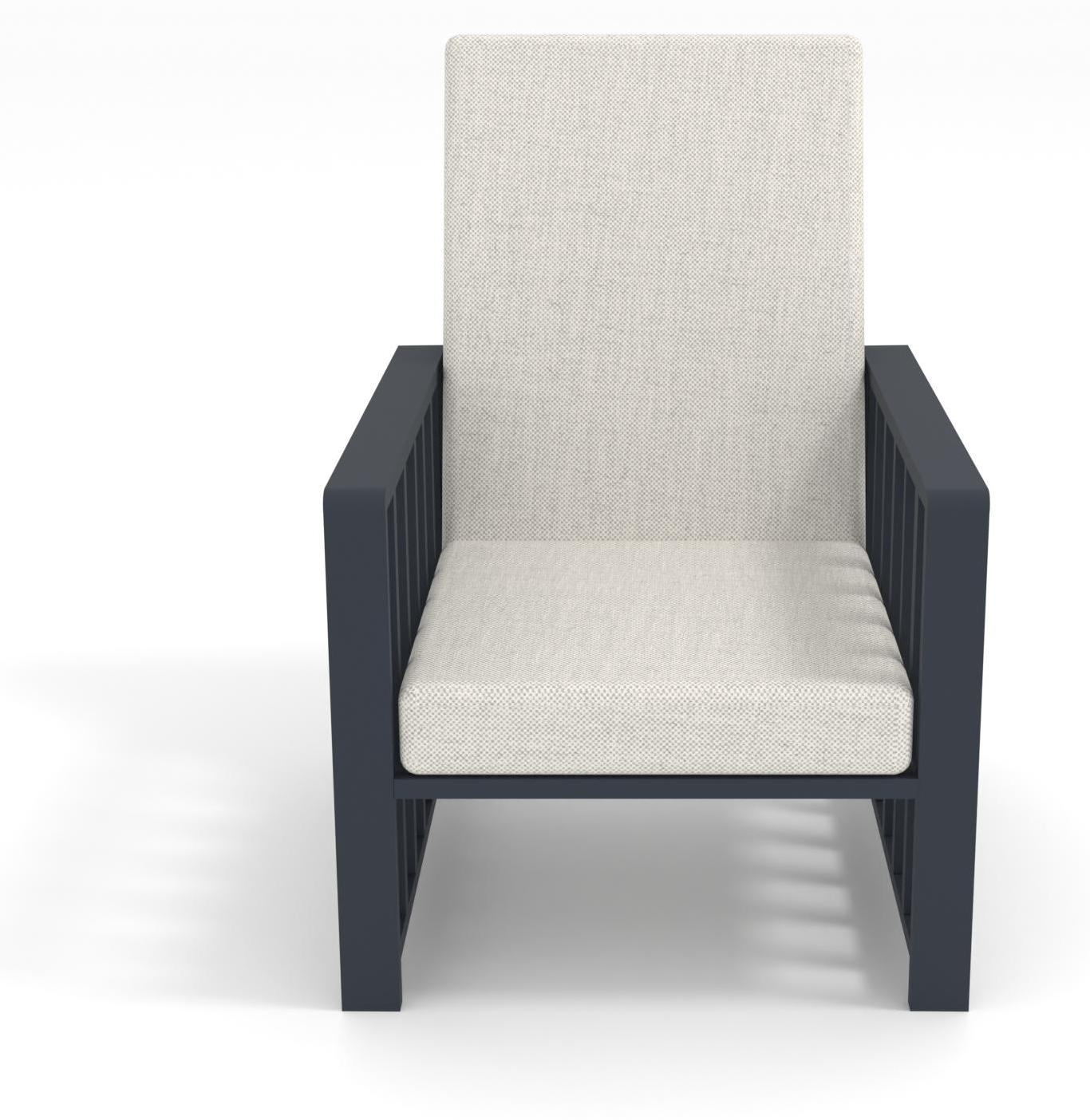 Möbae Solena Gartenstuhl Anthrazit 80x65x92 cm mit beigen Kissen aus Kiefernholz Holzstuhl für Terrasse Balkon Garten moderne Gartenmöbel wetterfest und bequem