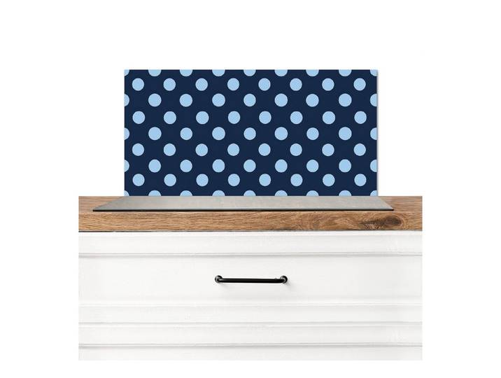 KitchenYeah Küchenrückwand Klassisch - Dots - Blau, (1-tlg), Küchenrückwand Platte, Spritzschutz, 120x60 cm