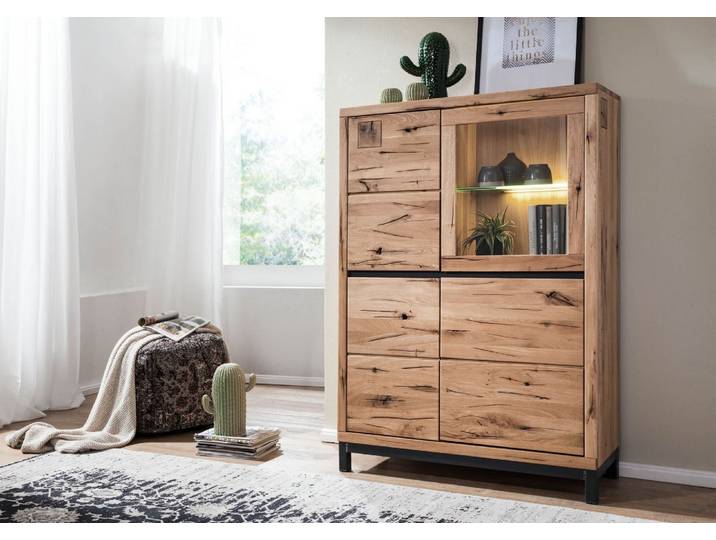 Highboard Wildeiche 103x40x148 natur geölt VILLANDERS #105