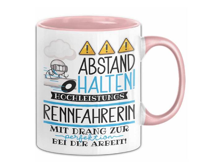 Trendation Tasse Rennfahrerin Tasse Geschenk Lustig Abstand Halten Hochleistungs-Renn