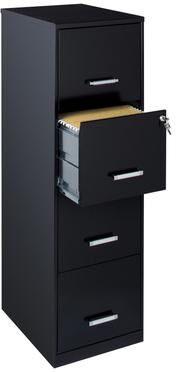 Space Solutions 18-inch Deep 4-drawer Black Metal File Cabinet