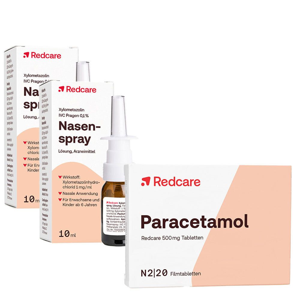 Redcare Paracetamol 500mg + Xylo 0,1% Nasenspray Doppelpack 1 St Set