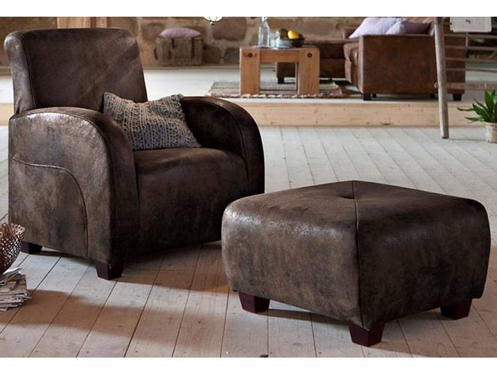 Hocker HOME AFFAIRE Falk , braun, B:67cm H:62cm T:42cm, Microfaser in Antiklederoptik (100% Polyester);Microfaser PRIMABELLE (100% Polyester), Hocker, Hocker, kleine Ausführung